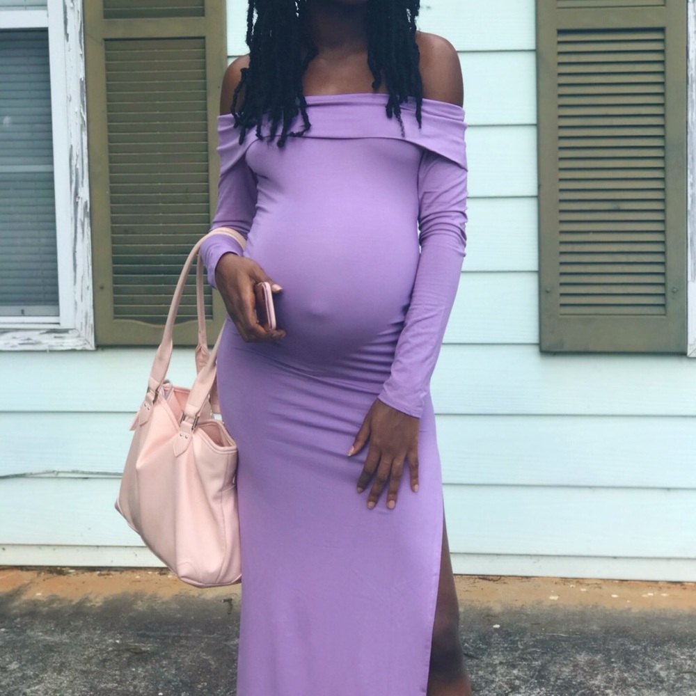 Lavender Off Shoulder Maxi Dress